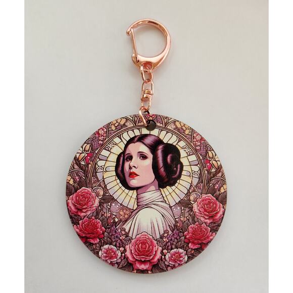 Princess Leia Star Wars Floral Keychain Bag Clip - Picture 2 of 2